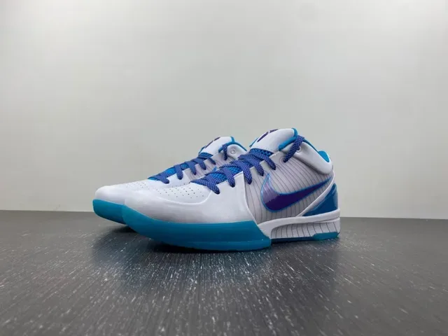 Nike Blanc Bleu Mi-Coupure Silhouette Upper Synthétique Multicouche Chaussures de Basketball 2