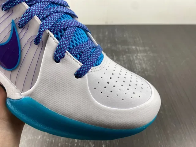 Nike Blanc Bleu Mi-Coupure Silhouette Upper Synthétique Multicouche Chaussures de Basketball 6