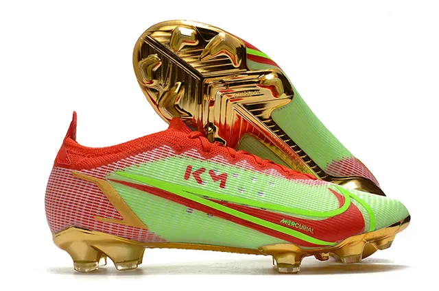 Nike Sapatos de futebol de corte baixo, com cadarços, acentos metálicos branco-dourado, para gramado firme 2