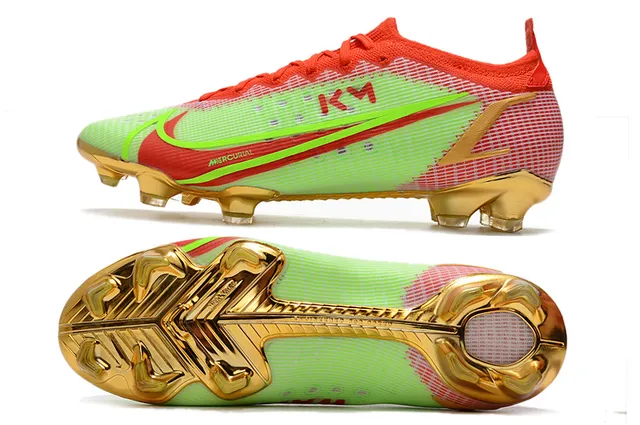 Nike Sapatos de futebol de corte baixo, com cadarços, acentos metálicos branco-dourado, para gramado firme 9