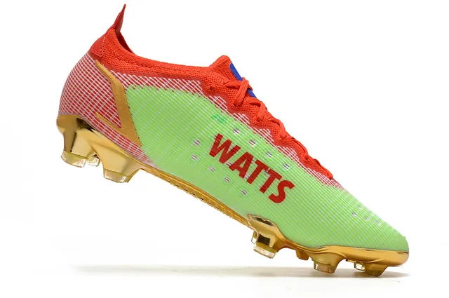 Nike Sapatos de futebol de corte baixo, com cadarços, acentos metálicos branco-dourado, para gramado firme 10