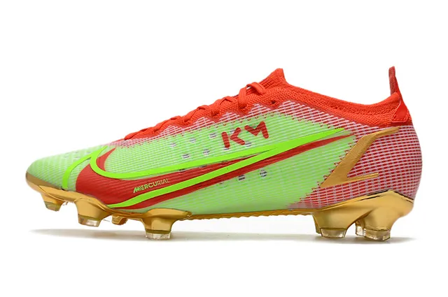 Nike Sapatos de futebol de corte baixo, com cadarços, acentos metálicos branco-dourado, para gramado firme 12
