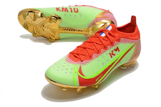 Nike Sapatos de futebol de corte baixo, com cadarços, acentos metálicos branco-dourado, para gramado firme 13