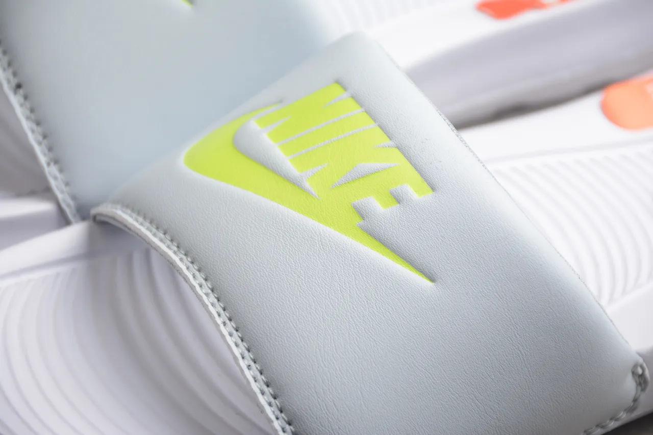Nike White Gray Single-Strap Slide Molded Footbed Slippers 6