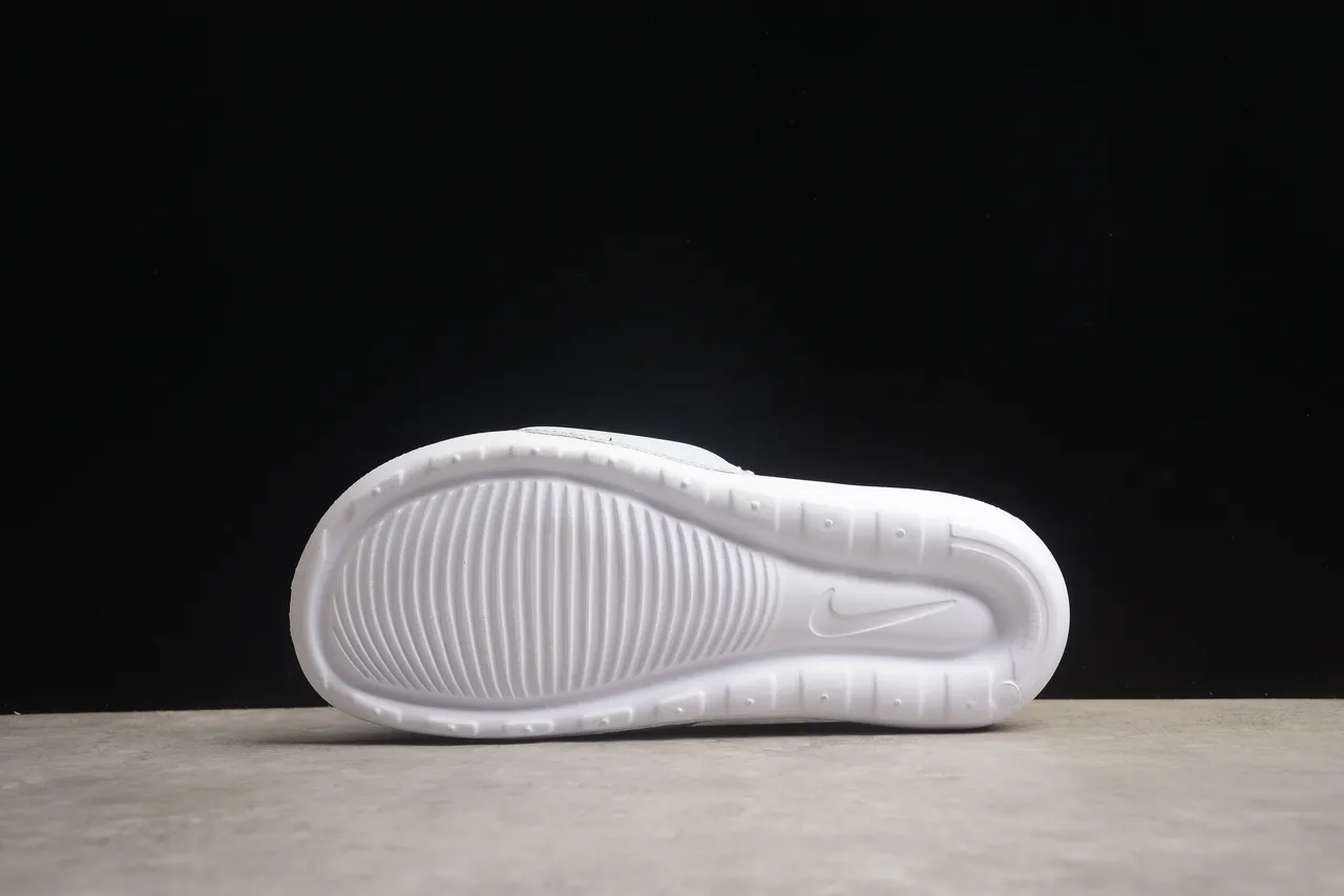 Nike White Gray Single-Strap Slide Molded Footbed Slippers 9