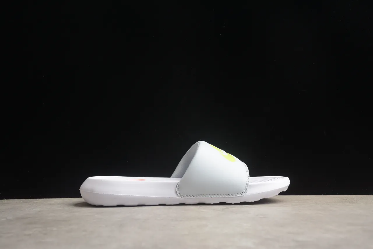 Nike White Gray Single-Strap Slide Molded Footbed Slippers 11