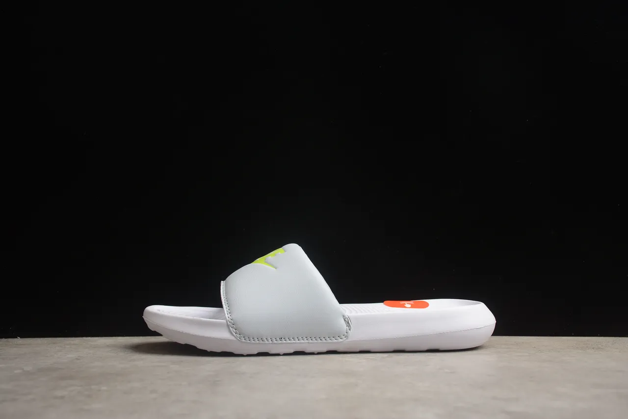 Nike White Gray Single-Strap Slide Molded Footbed Slippers 13