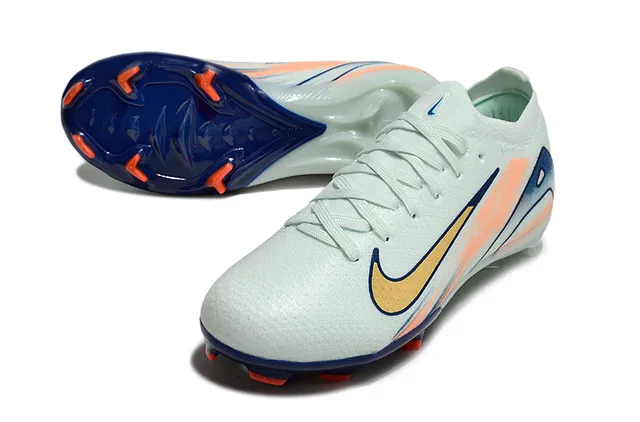 Nike White Navy Knit Upper Low-Cut Sock-Fit Collar Firm-Ground Soccer Shoes 3