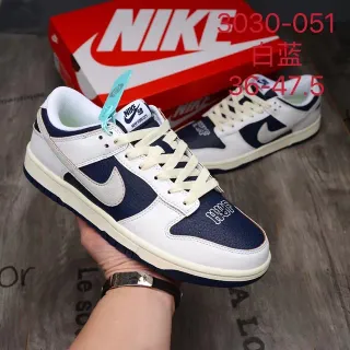Nike White Navy Low-Top Leather-Paneled Lifestyle Sneakers