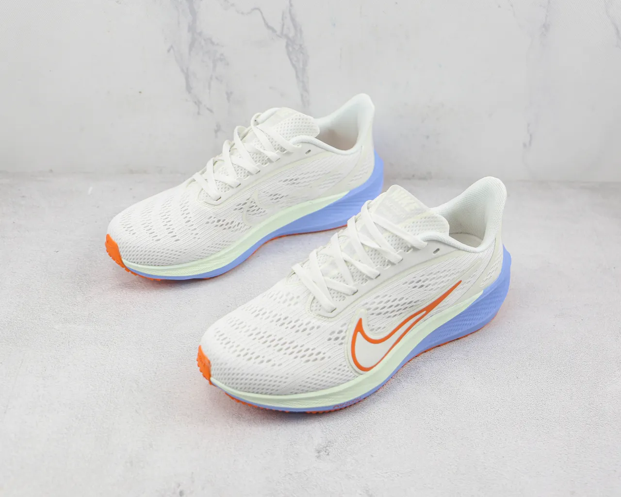 Nike White Orange Engineered Mesh Upper Dual-Tone Midsole Running Shoes 4
