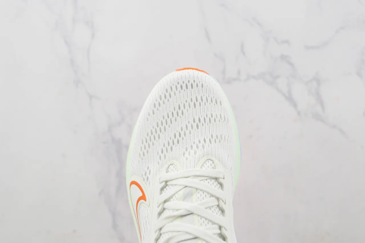 Nike White Orange Engineered Mesh Upper Dual-Tone Midsole Running Shoes 6