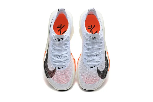 Nike White Orange Knit Upper Carbon Plate Visible Running Shoes 2