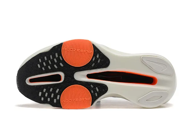 Nike White Orange Knit Upper Carbon Plate Visible Running Shoes 5