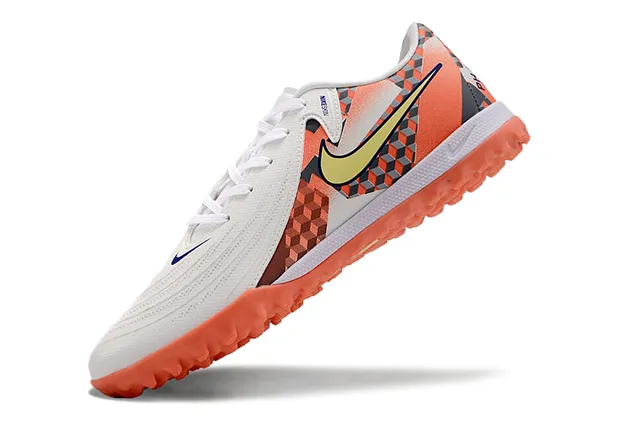 Nike White Orange Low-Top Synthetic Upper Turf Soccer Shoes 3