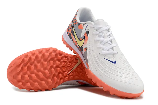 Nike White Orange Low-Top Synthetic Upper Turf Soccer Shoes 4