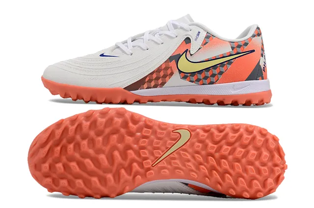 Nike White Orange Low-Top Synthetic Upper Turf Soccer Shoes 6