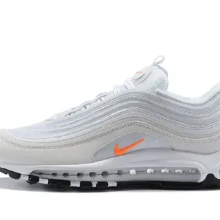 Nike White Orange Wavy Layered Upper Visible Air Cushioning Lifestyle Sneakers