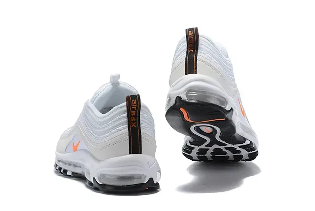 Nike White Orange Wavy Layered Upper Visible Air Cushioning Lifestyle Sneakers 2