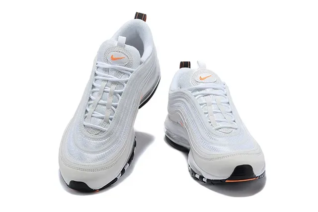 Nike White Orange Wavy Layered Upper Visible Air Cushioning Lifestyle Sneakers 3
