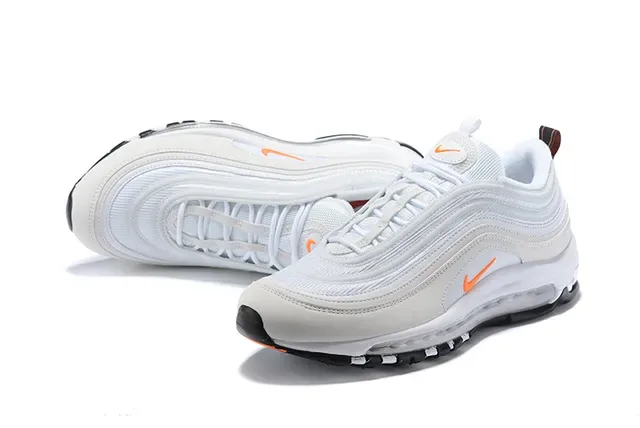Nike White Orange Wavy Layered Upper Visible Air Cushioning Lifestyle Sneakers 4