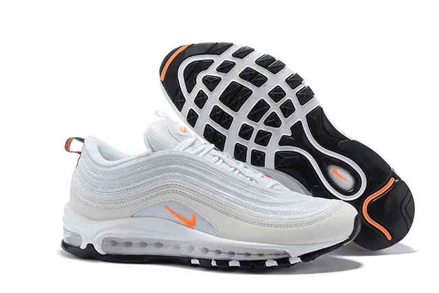 Nike White Orange Wavy Layered Upper Visible Air Cushioning Lifestyle Sneakers 5