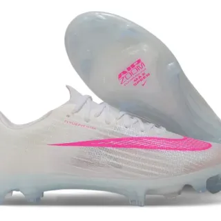 Nike White Pink Flyknit Upper Translucent Soleplate Firm-Ground Soccer Shoes