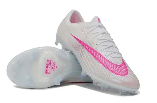 Nike White Pink Flyknit Upper Translucent Soleplate Firm-Ground Soccer Shoes 2