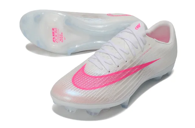 Nike White Pink Flyknit Upper Translucent Soleplate Firm-Ground Soccer Shoes 3
