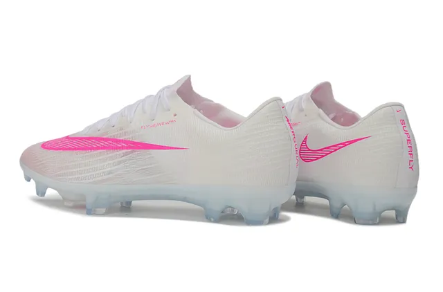 Nike White Pink Flyknit Upper Translucent Soleplate Firm-Ground Soccer Shoes 4