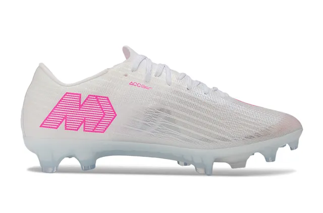 Nike White Pink Flyknit Upper Translucent Soleplate Firm-Ground Soccer Shoes 5