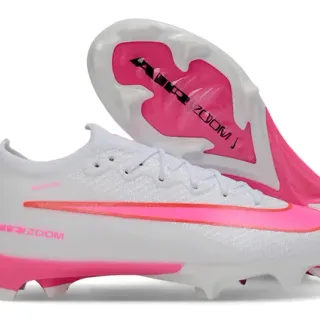 Nike White Pink Low-Cut Knit Upper Dynamic Fit Collar Firm-Ground Soccer Shoes