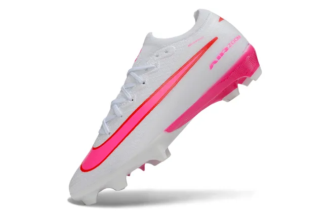 Nike White Pink Low-Cut Knit Upper Dynamic Fit Collar Firm-Ground Soccer Shoes 4