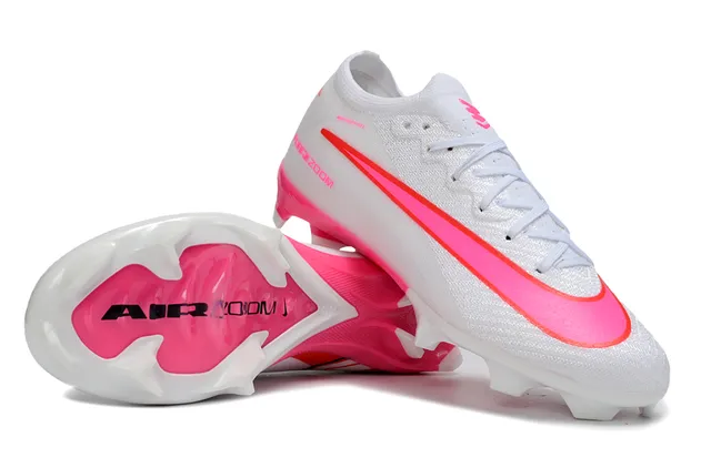 Nike White Pink Low-Cut Knit Upper Dynamic Fit Collar Firm-Ground Soccer Shoes 5