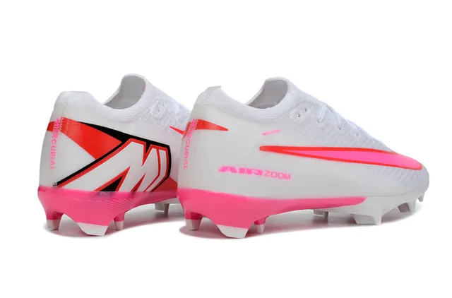 Nike White Pink Low-Cut Knit Upper Dynamic Fit Collar Firm-Ground Soccer Shoes 6