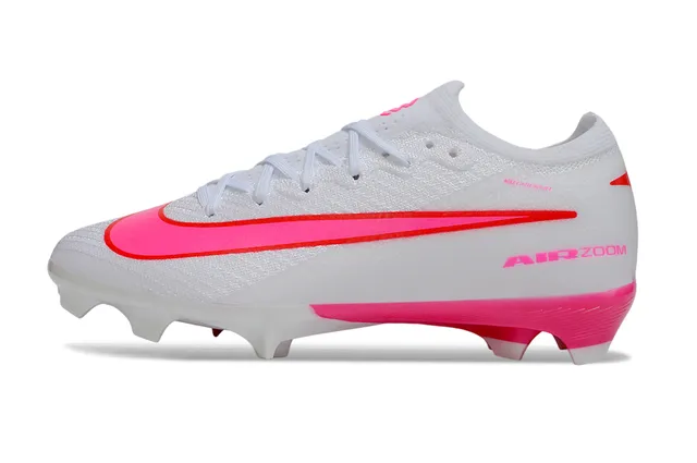 Nike White Pink Low-Cut Knit Upper Dynamic Fit Collar Firm-Ground Soccer Shoes 7