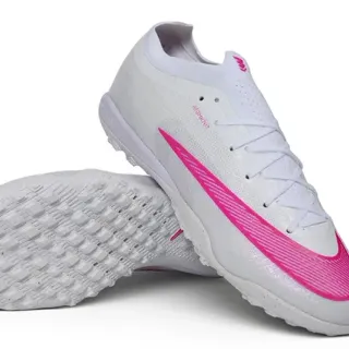 Nike White Pink Low-Cut Knit Upper Turf Soccer Shoes