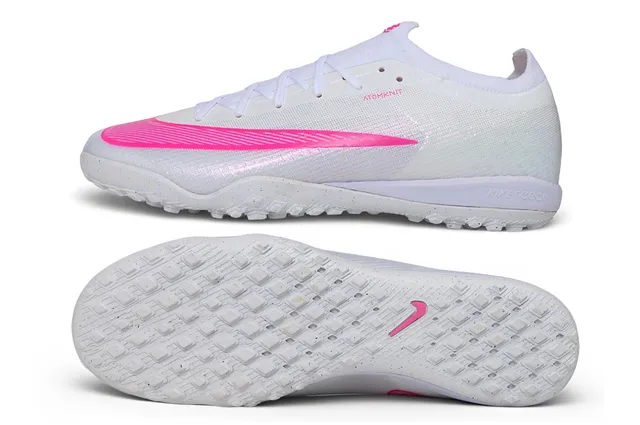 Nike White Pink Low-Cut Knit Upper Turf Soccer Shoes 5