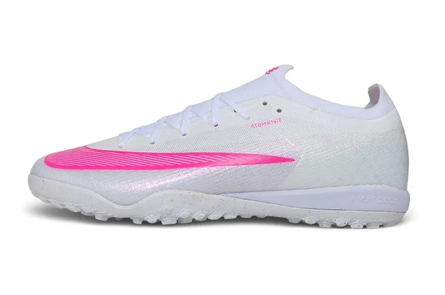 Nike White Pink Low-Cut Knit Upper Turf Soccer Shoes 8