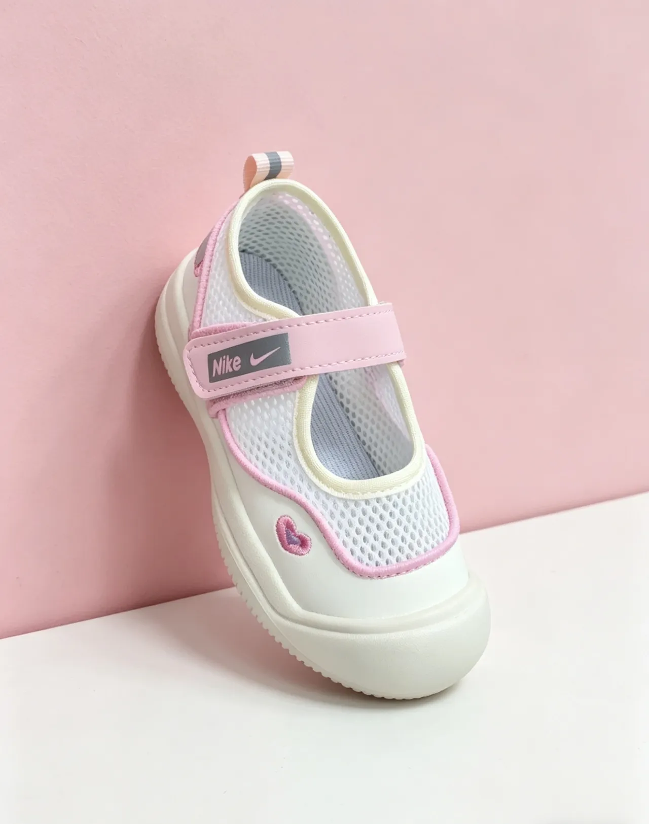 Nike White Pink T-Strap Mesh Upper Mary Jane Shoes 9