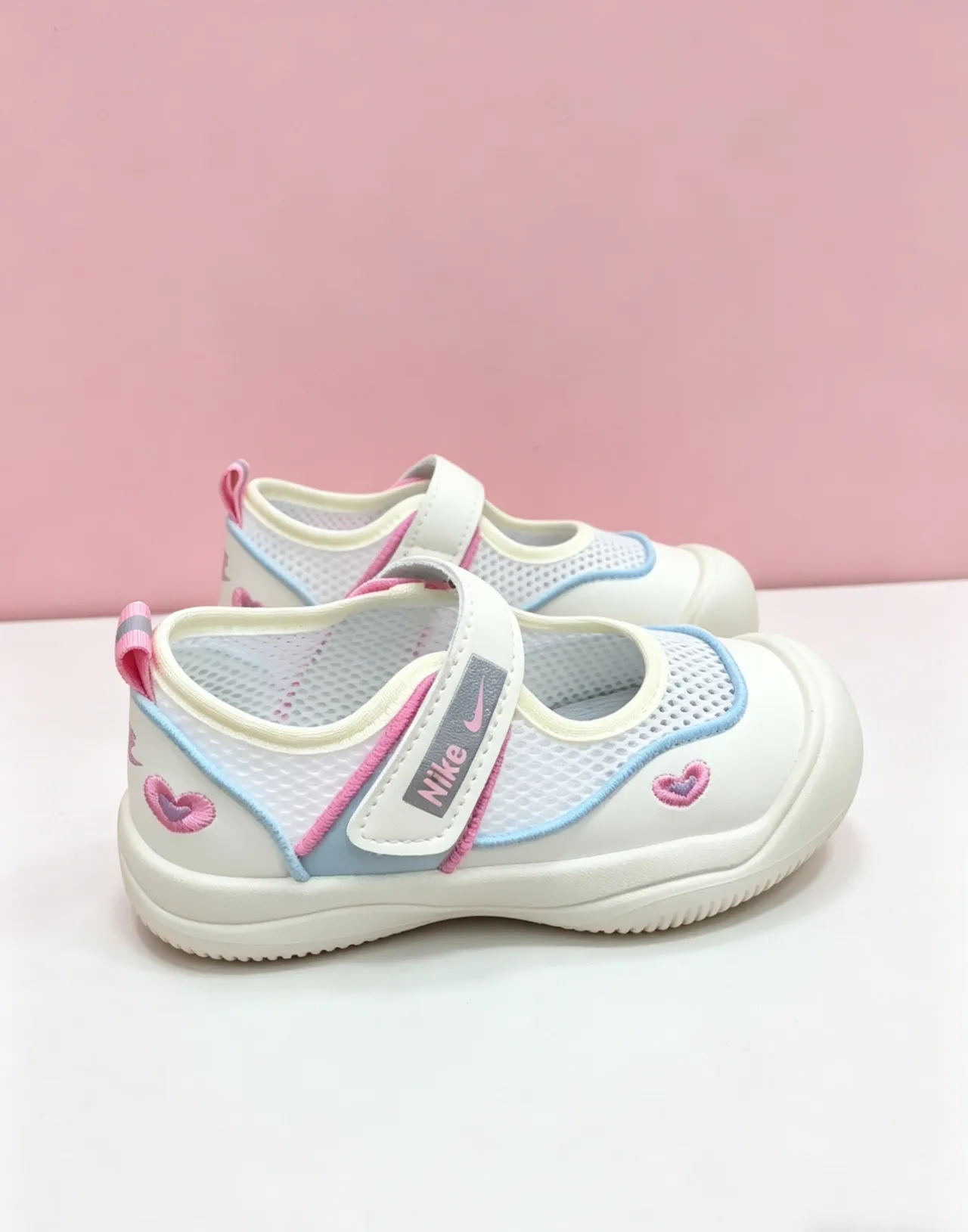 Nike White Pink T-Strap Mesh Upper Mary Jane Shoes 12