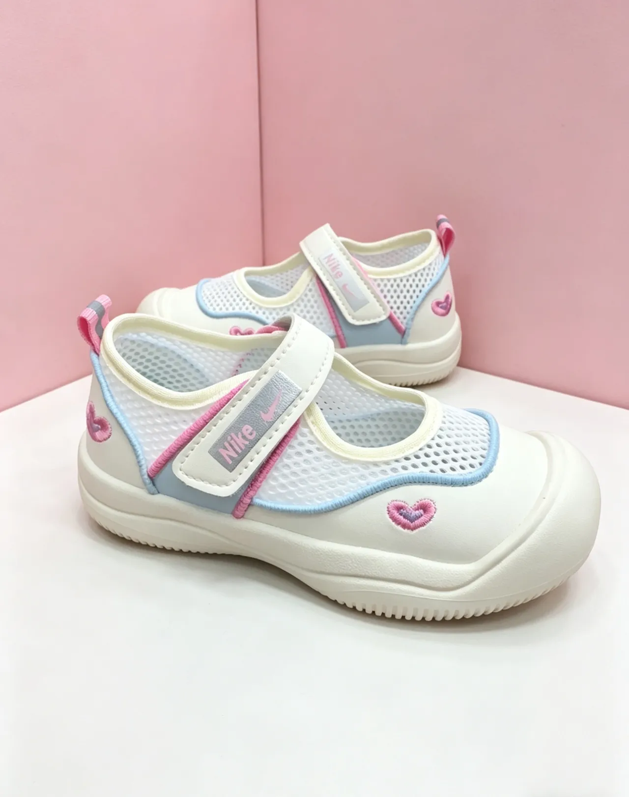 Nike White Pink T-Strap Mesh Upper Mary Jane Shoes 14