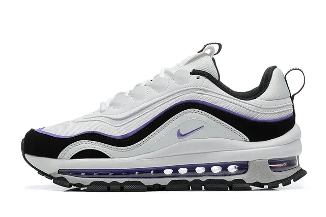 Nike Blanc Violet Superpositions Synthétiques En Couches Air Unit Visible Sneakers Chunky 2