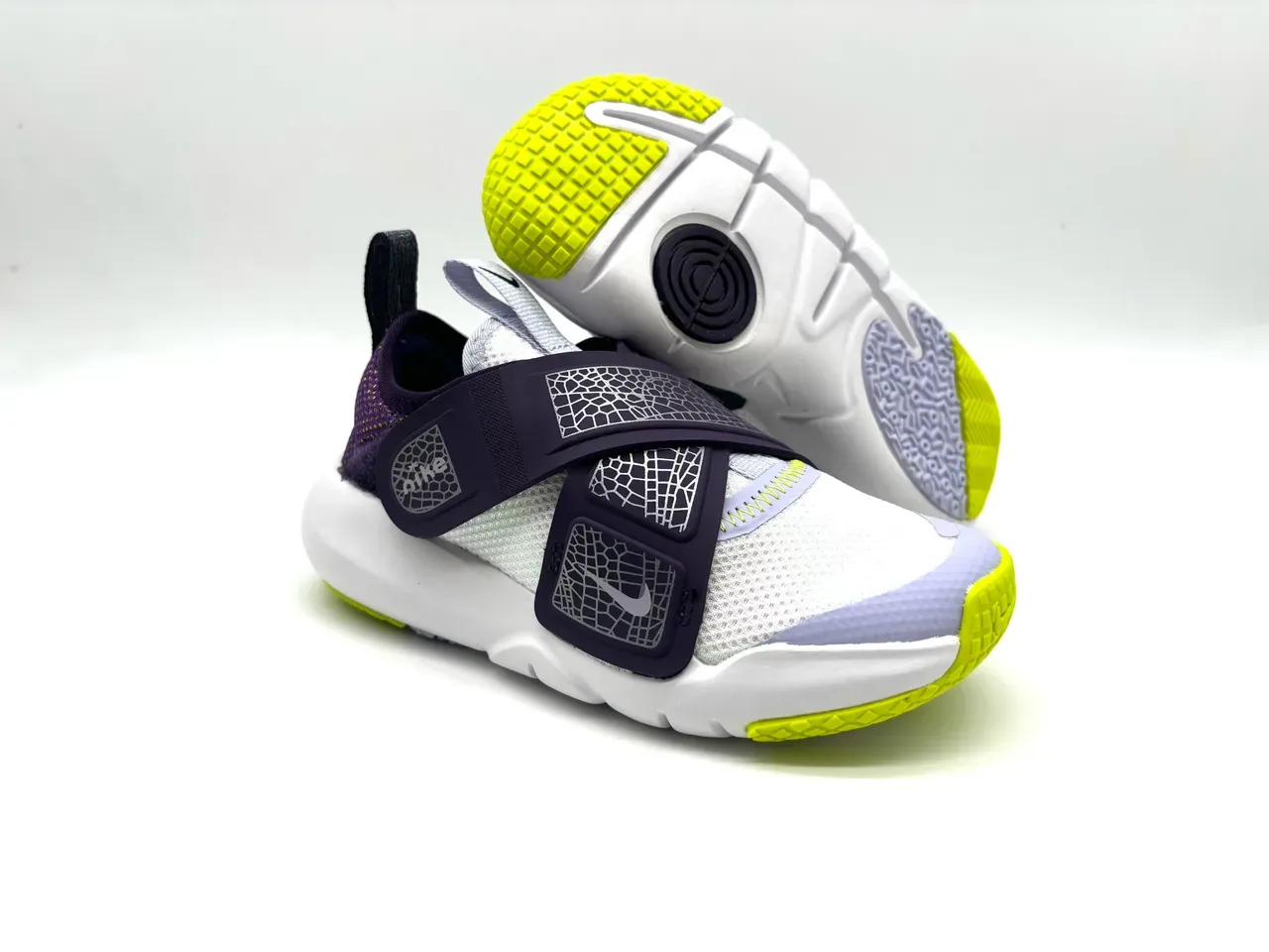 Nike White Purple Strap-Closure Low-Top Lifestyle Sneakers 3