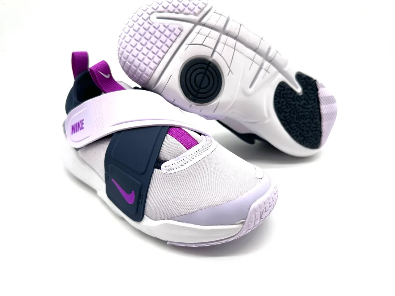 Nike White Purple Strap-Closure Low-Top Lifestyle Sneakers 11