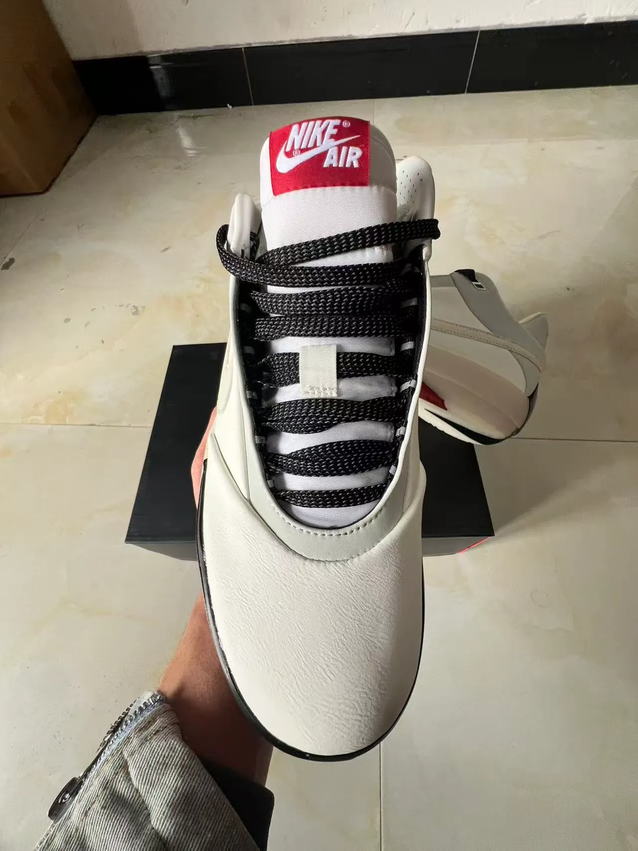 Nike White Red Leather Upper Strap Closure Basketball Shoes 3