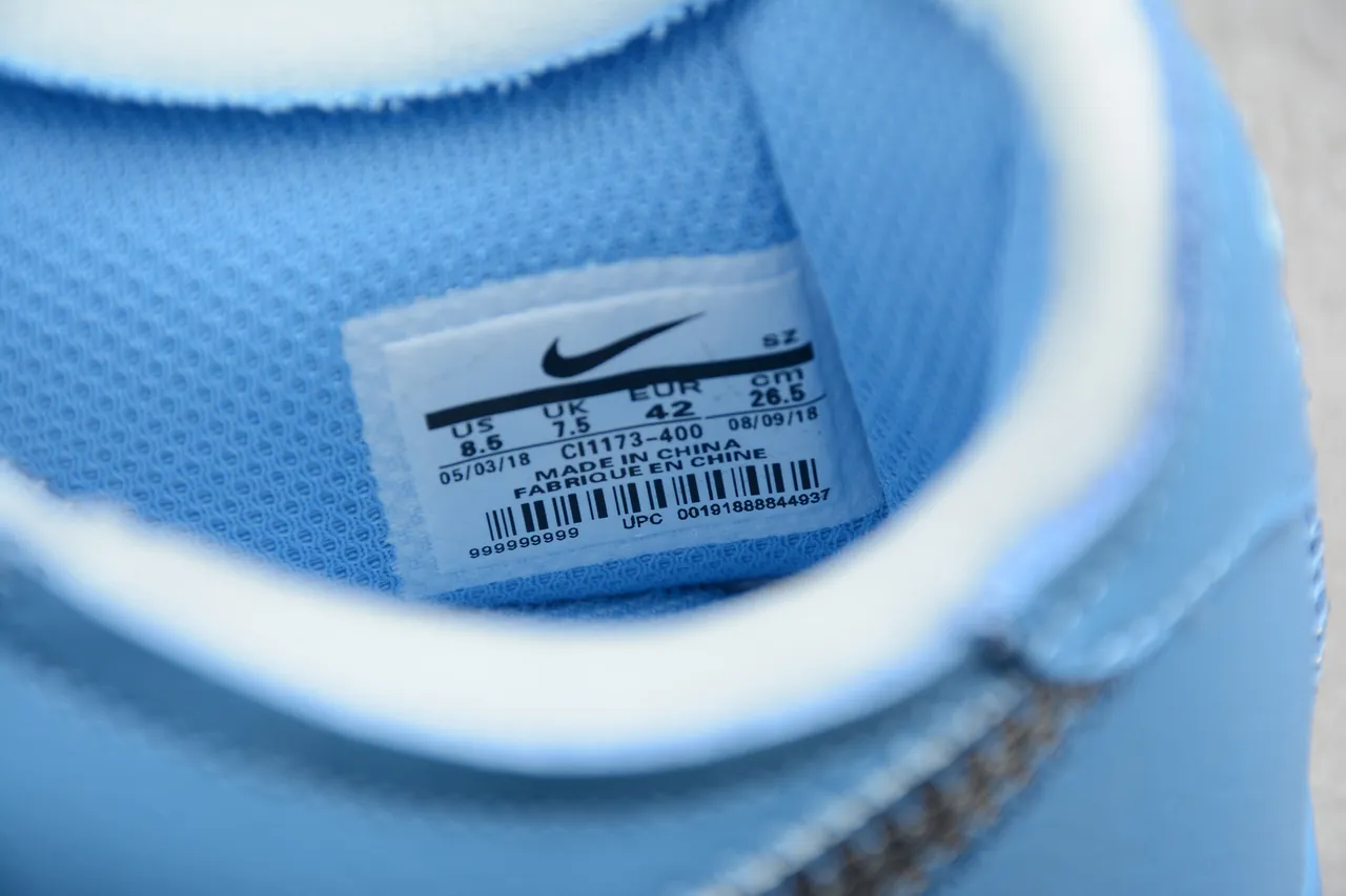 Nike x Off-White Air Force 1 Light Blue Metallic Swoosh Lifestyle Sneakers 6