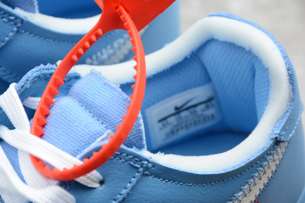 Nike x Off-White Air Force 1 Light Blue Metallic Swoosh Lifestyle Sneakers 7