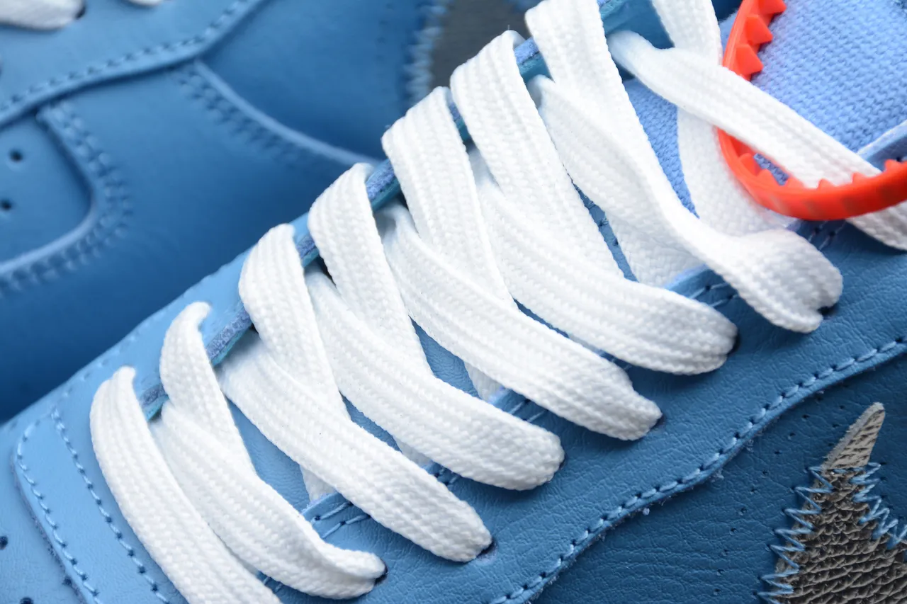Nike x Off-White Air Force 1 Light Blue Metallic Swoosh Lifestyle Sneakers 8