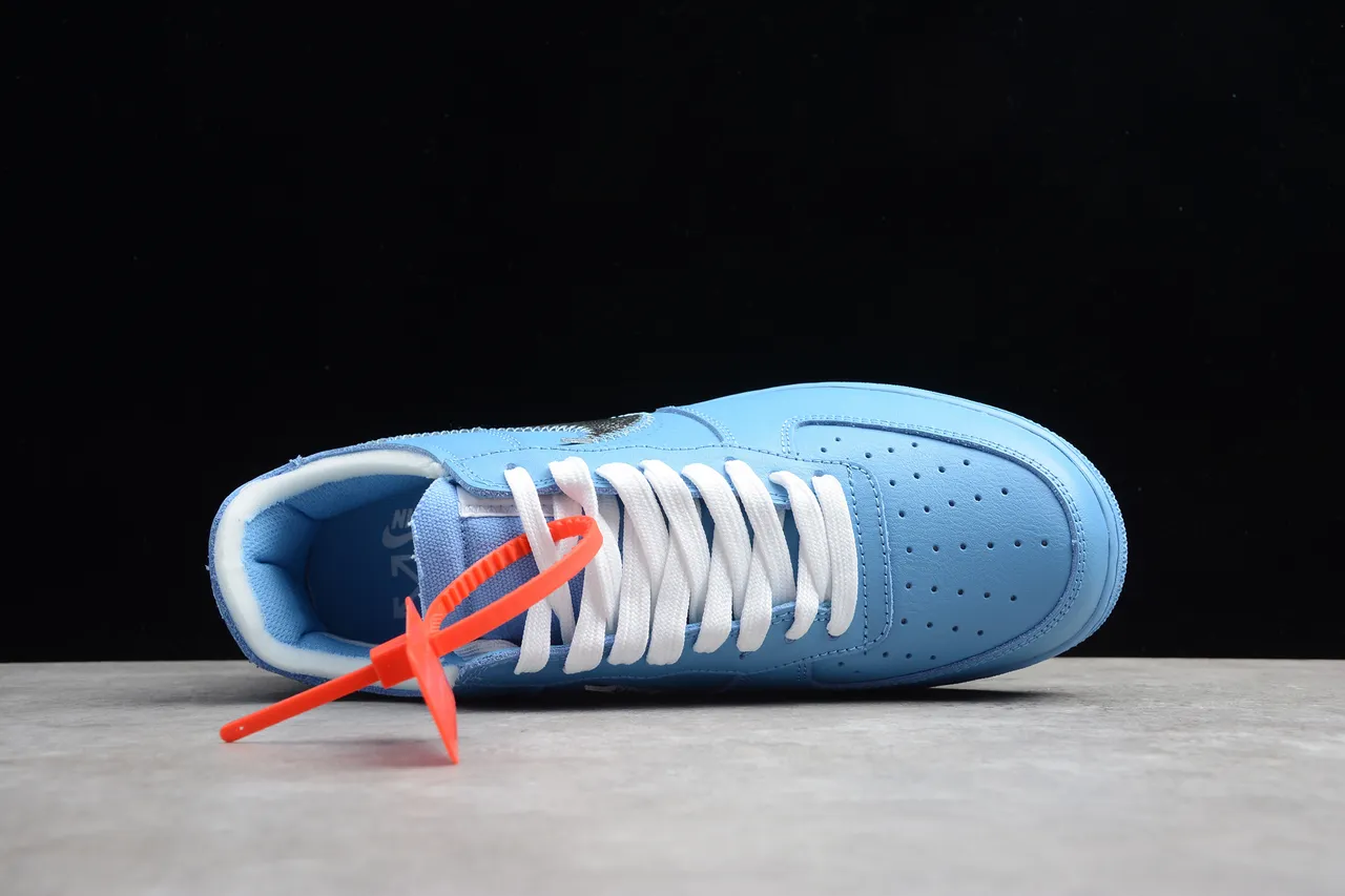 Nike x Off-White Air Force 1 Light Blue Metallic Swoosh Lifestyle Sneakers 13