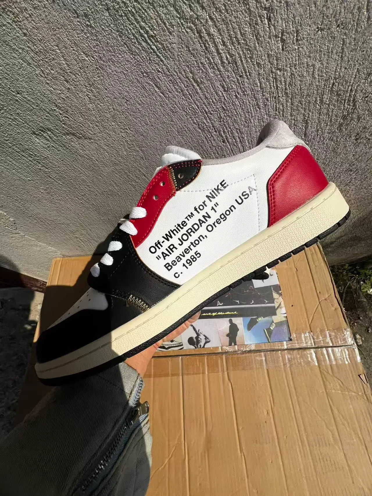 Nike x Off-White Air Jordan 1 Low 'University Red' سنیکرز للأسلوب الحياة 5